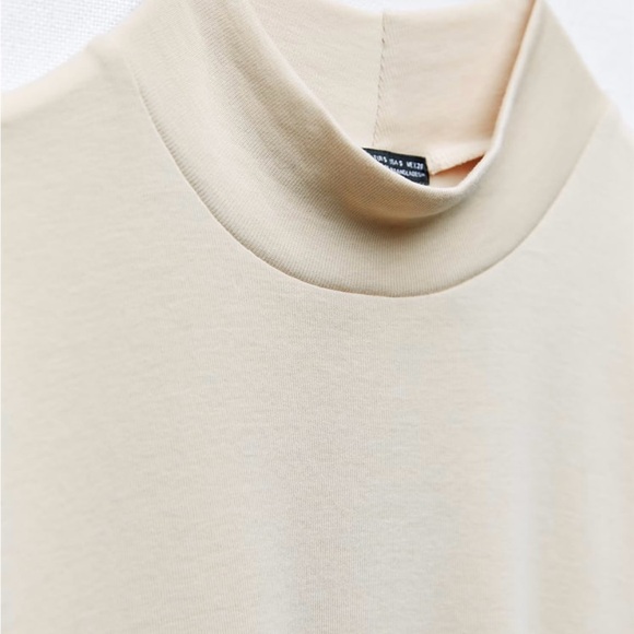 Zara Rib Cotton T-Shirt in Sand. Size XL - Picture 7 of 9